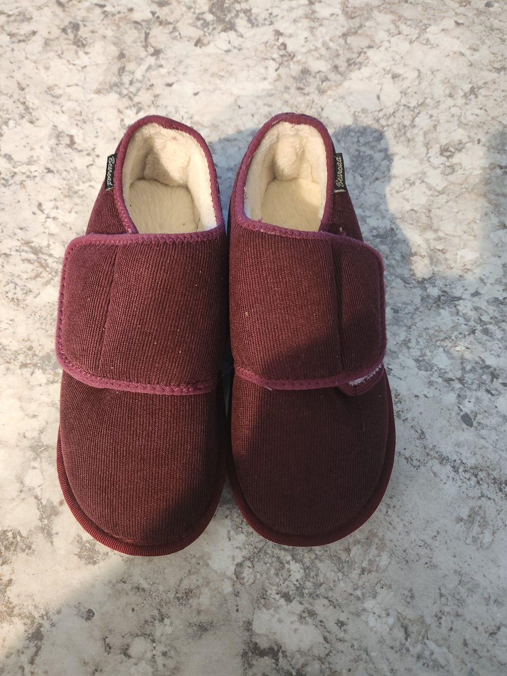 Cozy Burgundy Velcro Slip-On Slippers